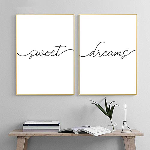 Toile Sweet Dreams affiche salon moderne art mural noir et blanc 60x90cm