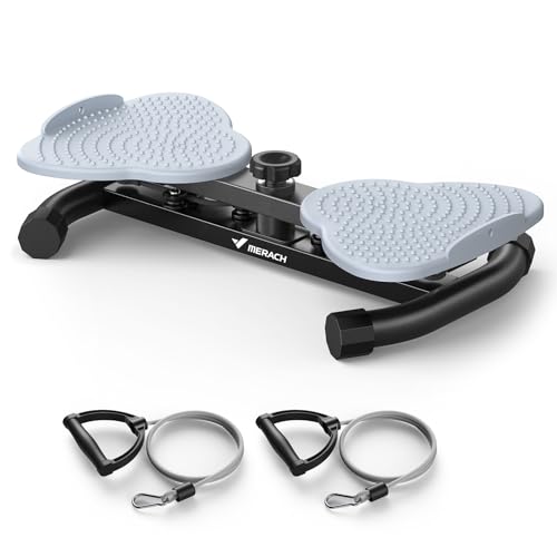 MERACH Hüfttwister, Twist Waist Platte mit 2 Widerstandsschnüren für Schlanke Taille und Core-Bauchmuskeltraining, Max 136 KG, Geräuschloses Heimtrainingsgerät für Frauen und Männer, MR-2465B1