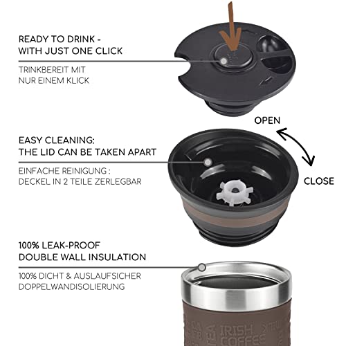 Milu Insulated Coffee Mug to Go - 100% Leak Proof - Stainless Steel - Double Wall Insulation - Travel Mug - Brown, 450ml - Image 3