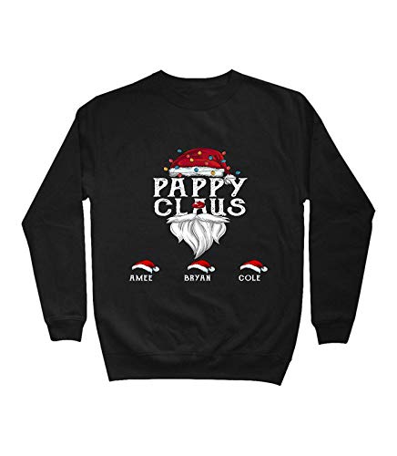 Personalized Shirt-Pappy Claus Swaetshirt, Long Sleeve, Hoddie, Custom Claus Hat with Kid's Name, for Grandpa, Papa-Plus Size Shirts for Women/Gift-445