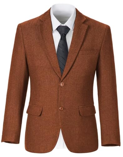 Vintage Mens Tweed Blazer Retro Wool Blend Suit Jackets Herringbone Two Button Sport Coat Prom Business Casual Wedding4