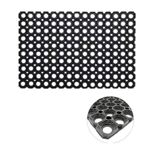 Velcoc - Zerbino Compos da Esterno in Gomma con Fori, Antiscivolo, Robusto e Resistente, Spessore di 16 mm, Tappeto con Struttura a Nido d'Ape, Colore Nero, Dimensioni 50 x 100 cm