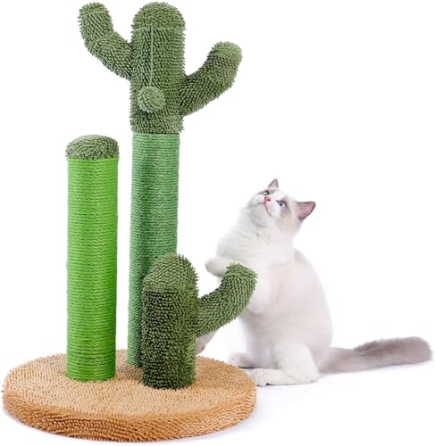 FJJRTWDG Exquisite Cactus Cat Scratch Posts and Hanging Balls, Artificial Pet Scratch Boards, Suitable for Indoor Pets Suitable for Indoor Pets(Large 27