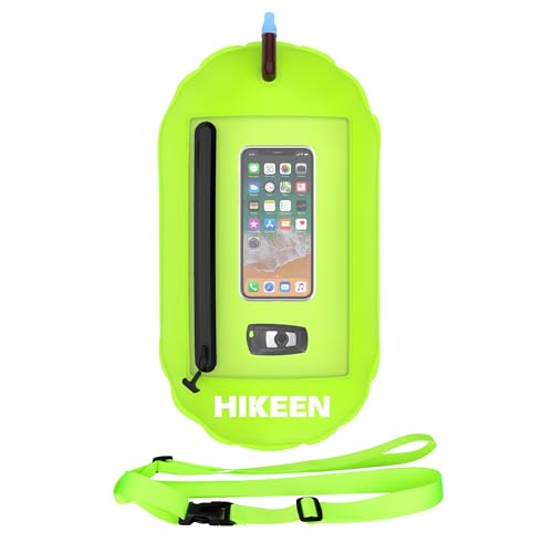 BOOSTEADY Schwimmboje Trockensack IPX7 Wasserdicht mit Touchscreen-Handyfach – Aufblasbare Swimming Buoy für Triathlon, Schnorcheln & Freiwasserschwimmen (1 STK，Grün)