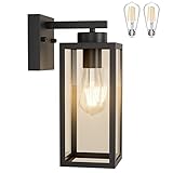 Tipace Outdoor Wall Lantern, Exterior Wall Sconce Light Fixture, Matte Black Porch Light Fixtures wi