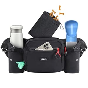 AGPTEK Bauchtasche mit Leckerli-Tasche, Futterbeutel Hunde, Leckerlibeutel für Hunde, leichte Gürteltasche Hüfttaschen für Hundespaziergänge, Reise, Wanderung und Outdoor-Aktivität