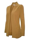 Cielo Women's Solid Basic Open Front Pockets Knit Sweater Cardigan Mustard S