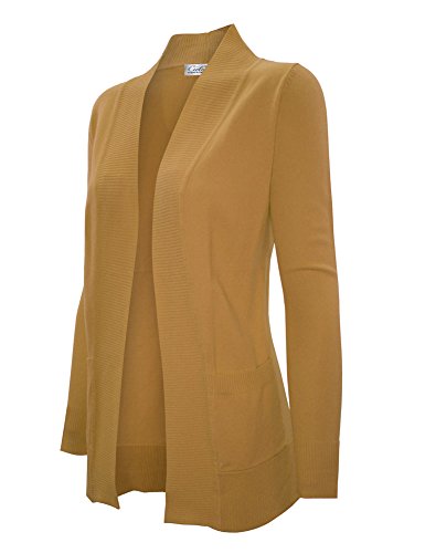 Image of Cielo Women's Solid Basic Open Front Pockets Knit Sweater Cardigan