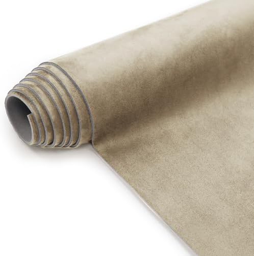Suede Headliner Fabric with Foam Backing Material - Automotive/Home Micro-Suede Headliner Flame Retardant Fabric for Car Replacement/Repair/DIY (Beige 85 * 60 Inch)
