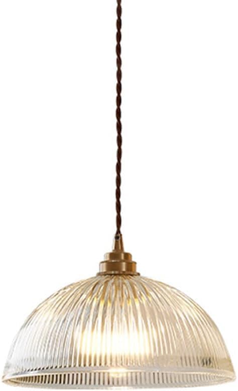 Retro Farmhouse Glass Pendant Light American Style Semi Circular Hanging Lamp E27E26 Sockets Single Head Chandelier for Bedroom Bedside Kitchen