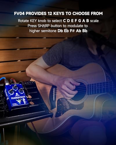 Image of FLAMMA FV04 Vocal Harmony Pedal Vocal Effects Processor Stompbox Voice Mic Harmonizer with Reverb 12 Pitches with 11 Different Harmony Modes All-In-One for Singer and Guirist Singing Recording
