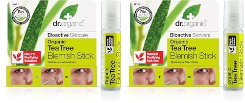 Dr Organic Tea Tree Blemish Stick, Minimise Spots & Reduce Redness, For Acne , Clear Skin, Purifying, Natural, Vegan, Cruelty-Free, Paraben & SLS-Free, Certified Organic, 8ml, Packaging may vary