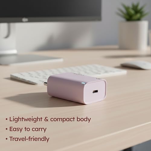 Image of Trueview 30W Fast Charging Power Adapter with Type-C Port | Wall Charger for Smartphones, Tablets & USB-C Devices | Pink