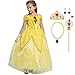 Produktbild STRDK Mädchen Belle Princess Kleid Beauty and The Beast Kostüm Kinder verkleiden Karneval Kostüm Cosplay Party Halloween Party Kleid Kostüm 120cm