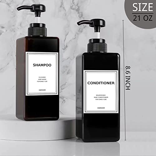 Shampoo And Conditioner Dispenser (21Oz, Set Of 3) Didroom Modern Design Pump Bottles Set With Labels - Empty Shower Plastic Dispenser - Shampoo Conditioner Body Wash Bottles For Hotel Bathroom #TOP2