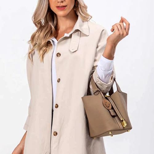 Genuine Leather Bucket Bag for women with Inner bag and Lock,trendy large-capacity handbag,Shoulder bag,purse2