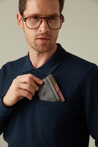 Wallet for Men, Slim Minimalist Card Holder, 6 Card Slots, Main Pocket, Full-Grain Handcrafted Front Pocket Leather, Gift Box - Pouch for Christmas & Birthday, Black (Plus Colors)3