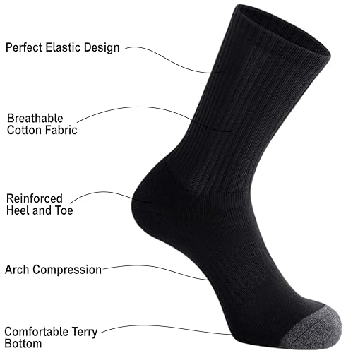 Image of Women's Hiking Running Athletic Soft Cotton Moisture Cushioned Compression Crew Socks