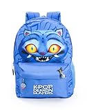 KPop Demon Hunters Derpy Tiger Blauer Rucksack | Schulrucksack für Kinder mit Reißverschlusstasche vorne | Gepolsterte Schultergurte & Brustgurt | K-Pop Demon Hunters Merchandise
