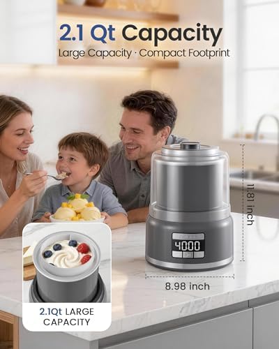 Oplace Ice Cream Maker Machine, 2.1 Quart Double Insulated Machine, Soft Serve Ice Cream, Gelato, Sorbet and Frozen Yogurt Maker, Fast Cooling, Visible Feeding Port, Easy 3-Button Control - 4
