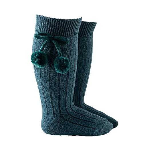 Baby Girls Knee High Socks Uniform Bowknot Stockings Infants Toddlers Cotton Long Socks Green A 12-24 Months