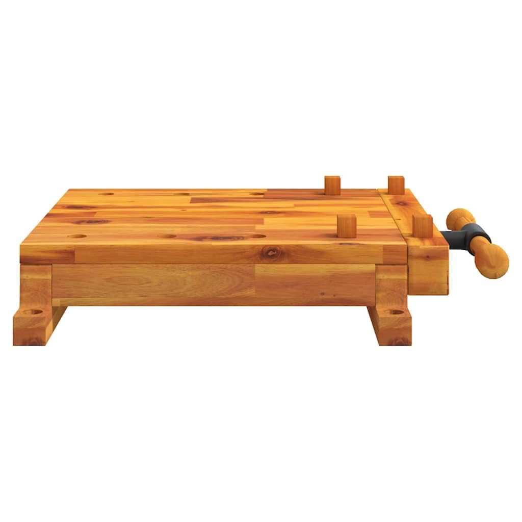 vidaXL Blat roboczy z imadłem, 52x44x9,5 cm, lite drewno akacjowe, blat do stołu roboczego, blat do stołu roboczego z imadłem, blat warsztatowy