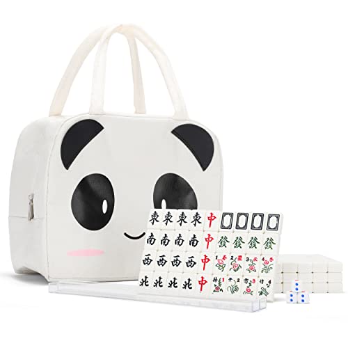 Jeu de Mahjong de voyage portable de 144 carreaux avec supports rigides pour loisirs en famille