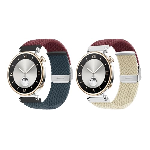 AsohsEN GT4 41mm �����p�o���h 18mm �\�t�g�i�C�����ґg�X�|�[�c�o���h Huawei GT4 41mm�X�}�[�g�E�H�b�`�Ή� ���߉\�Ȏ��v�X�g���b�v GT4 41mm�o���h�p ���f�B�[�X �����Y, 18mm, �i�C����, �W�F���X�g�[��