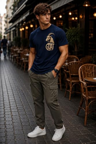 Image of INKKR Regular Fit Half Sleeves Round Neck Typographic Printed Cotton T-Shirt