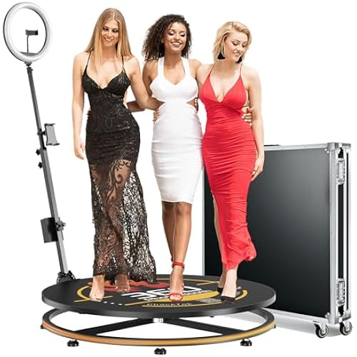 MWE 360 Photo Booth Machine with Flight Case,APP Remote Control Automatic Slow Motion 360 Spin Camera Booth for 3-5 People (32in)