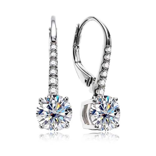 Moissanite boucles d'oreilles créoles argent sterling pendantes femmes