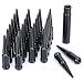 14 mm x 1.5 Wheel Spike Lug Nuts, 24 x Black M14x1.5 Lug Nut, Cone/Conical Bulge Seat, Dynofit Silver Closed End Nuts with 1 Socket Key for Chevy Silverado Aftermarket Wheel