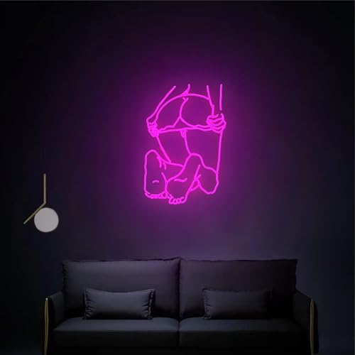 Image of Lady Neon Signs for Wall Decor 23.6 inches Led Sexy Women Sliding Panty Lights Sign Bedroom Bar Club Game Room Man Cave Bar Wall Art Gift