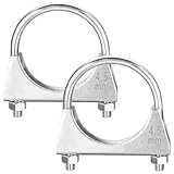 Yuiturt 2 Pcs 45mm (1-3/4') Heavy Duty Exhaust Clamps, U-Bolt Muffler Clamps, Galvanized U-Shaped Pipe for 45mm Diameter Tail Pipe, Automotive Exhaust System Repair Parts