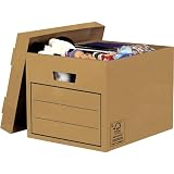 BANKERS BOX Aufbewahrungskarton mit Deckel aus stabiler B-Flute Wellpappe, braun, für Haushaltsgegenstände, Spielzeug, Dokumente, 100% recycelt und recycelbar, 10 Stück