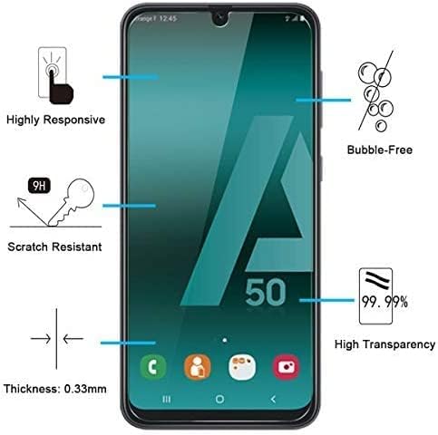 NEW'C [3 Pack] Designed for Samsung Galaxy A50 (SM-A505F), A50s Screen Protector Tempered Glass, Case Friendly Ultra Resistant