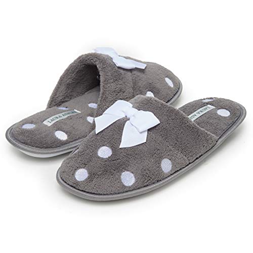 Image of Laura Ashley Ladies Embroidered Soft Terry Scuff Slipper