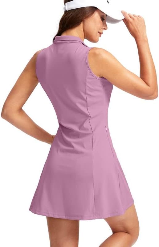 Viodia Women's Tennis Golf Dress with Shorts Active Exercise Workout Sports Athletic Dresses for Women with Zipper Pockets - Image 6