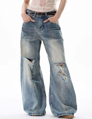 Y2K Baggy Jeans High Waisted Distressed Baggy Straight Wide Leg Pants2