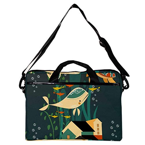 Funda maletín bandolera para portátil de 14 y 15 pulgadas con estampado original de peces 2