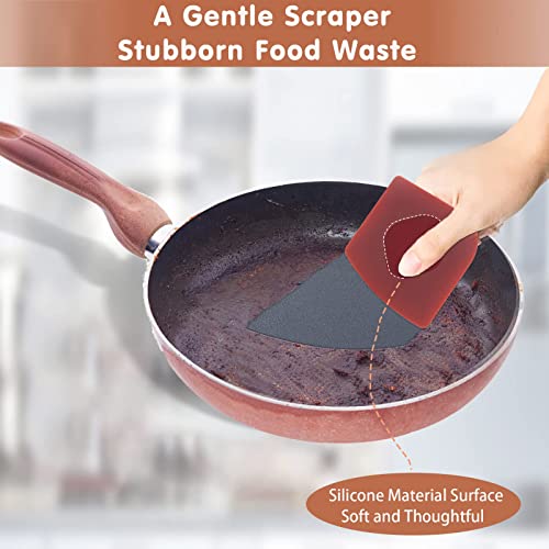 2 Pcs Grill Pan Scraper, Pan Scraper With Built-In Magnet And Thumb Rest, Pot Scraper Tools For Cast Iron Skillets, Pans, Dishes And Pots, High Heat Resistant, Dishwasher Safe #TOP2