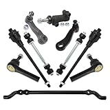 TRQ Front Steering & Suspension Kit Center Link Idler Arm Idler Arm Bracket Assembly Pitman Arm Sway Bar Stabilizer Link Tie Rod Compatible with Chevrolet GMC Hummer