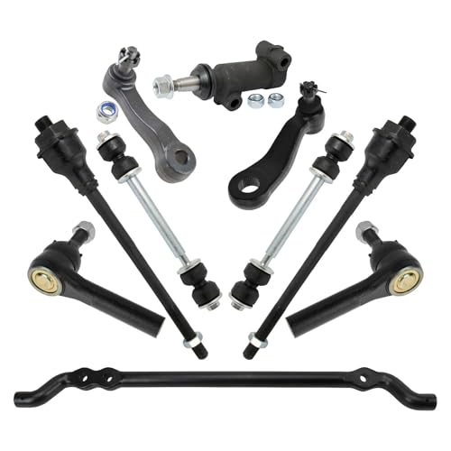 TRQ Front Steering and Suspension Kit Center Link Idler Arm Idler Arm Bracket Assembly Pitman Sway Bar Stabilizer Link Tie Rod Compatible with Chevrolet GMC Hummer