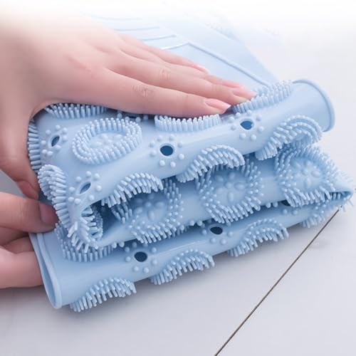 Tapis de douche rond antidérapant avec ventouses et boucle de massage confort - 5
