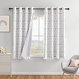 MEETSKY Kids Blackout Curtains for Girls Bedroom 63 Inches Nursery Curtains with Rainbow Pom Pom Sheer Room Darkening Window Drapes for Living Room Grommet Set of 2, 52' W x 63' L