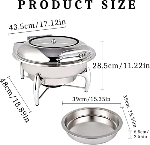 SmPinnaA 6 L Chafer Chafing Dish Für Hochzeitsbankette Und Partys, Sichtbares Buffetwärmer-Set Aus Edelstahl, Inkl. Speisepfanne, Wasserpfanne, Brennstoffhalter, Gold,Gold – Bild 3