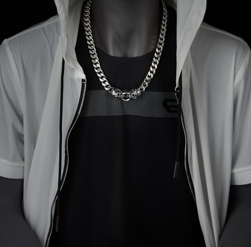 COOLSTEELANDBEYOND Mens Stainless Steel Curb Chain Skull Toggle Clasp Necklace, Gothic Style 12MM Wide 24 inches2