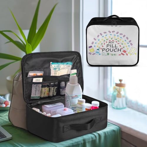 Image of Gomyblomy First Aid Bag Empty for Home My Pill Pouch Print Travel Medicine Bag with Double Zippers Portable Emergency Trauma Bag Medical Supplies Storage Pouch for Hiking Sport