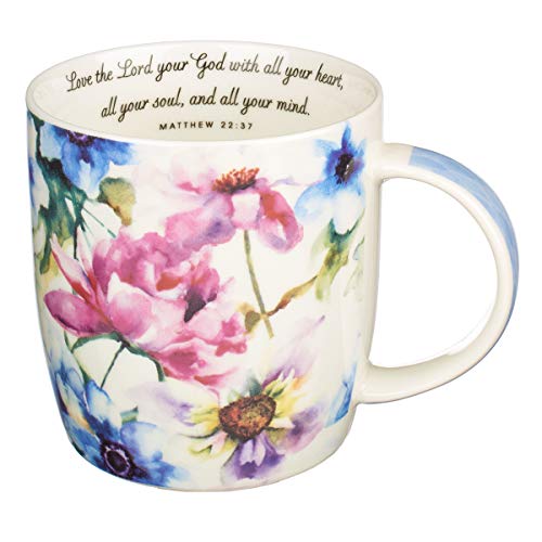 Christian Art Gifts Ceramic Coffee/Tea Mug Set For Women | Seeds Of Love Garden Blooms Design Bible Verse Mug Set | Boxed Set/4 Coffee Cups #TOP5