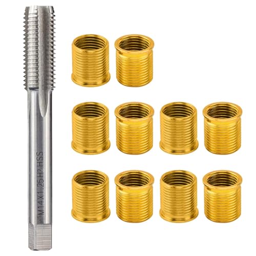 Frdhee Spark Plug Thread Repair Kit, Stainless Steel Repair kit for Automotive Gasoline Engines Generators, M12×1.25 Inserts and M14×1.25 Tap Spark Plug Rethreading Set